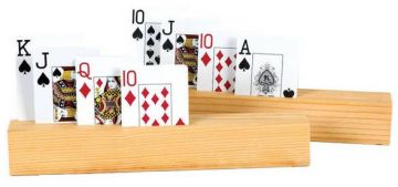 Playing Card Holder: 9 Inch Wood Rack Style - Set of 2